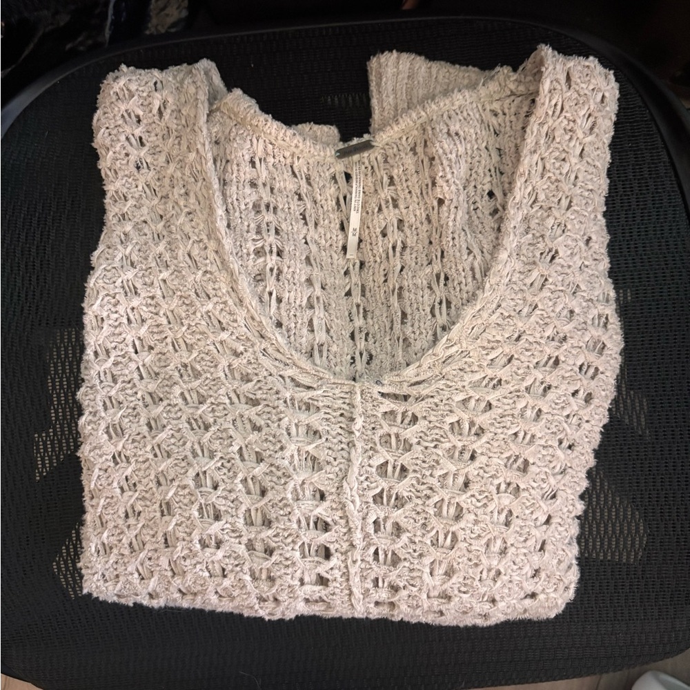 Free People Beige V-Neck Sweater